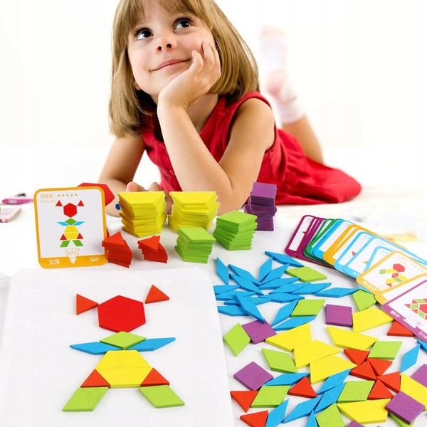 Puzzle Drewniane Układanka Montessori Mozaika XXL Klocki Drewniane 155elem. zdjęcie 9