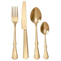 Komplet Sztućców 24szt stal nierdzewna Zestaw na 6 osób IKEA NATTKLOT złote