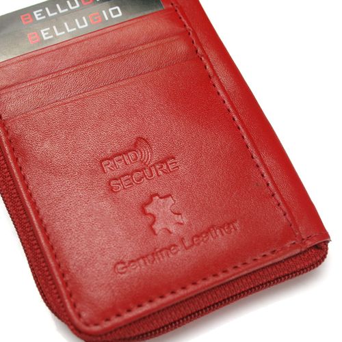 Skórzane etui na karty Bellugio RFID - czerwone na Arena.pl