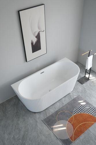 Wanna Pari 170 x 75 x 58 cm wolnostojąca przyścienna w prążki biała z przelewem na Arena.pl