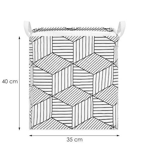 Kosz do przechowywania zabawek i ubrań pojemnik z uszami biało-czarny na Arena.pl