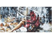 80 40CM 2 ELEM ZEGAR OBRAZ DESZCZOWA DZIEWCZYNA NADRUK