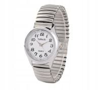 ZEGAREK DAMSKI MĘSKI WYGODNY NA GUMCE BRANSOLETA Srebrny ROZCIĄGLIWY