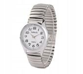 ZEGAREK DAMSKI MĘSKI WYGODNY NA GUMCE BRANSOLETA Srebrny ROZCIĄGLIWY