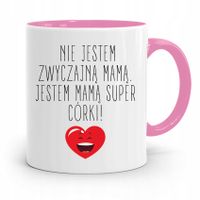Kubek Różowy Prezent Dla Mamy Mama Super Córki Z Nadrukiem Ze Zdjęciem