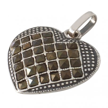 SREBRNY WISIOREK SERDUSZKO Z MARKAZYTAMI PRÓBA SREBRA 925 zdjęcie 2