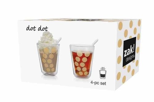 Zak!- Zestaw 2 szklanek 350ml z łyżeczkami, złoty na Arena.pl