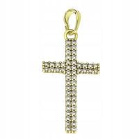 Zawieszka 14K Pozłacana Krzyżyk z Cyrkoniami 36x15 mm