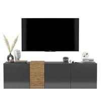 Szafka RTV, wisząca, TERRA, 160x38x45 cm, dąb artisan, grafit |TYLETEGOTU