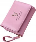 Portfel elegancki Mały Skórzany portmonetka skóra  C14_Różowy