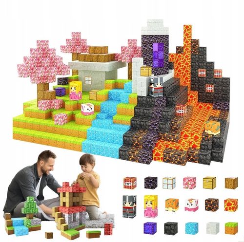 KLOCKI MAGNETYCZNE bloki MOCNE na magnes Zestaw 79 sztuk KLOCKÓW na Arena.pl