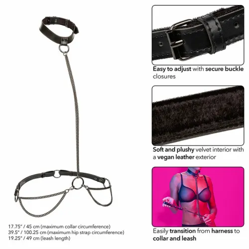 calexotics euphoria chain halter collar & leash - skora wegańska, regulacja na Arena.pl
