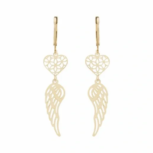 Wiszace kolczyki skrzydla ANIOLA SERCE stal chirur zdjęcie 1