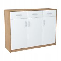 Komoda z szufladami 110cm, 3D3S, szafka, do salonu Dąb Sonoma/Biały