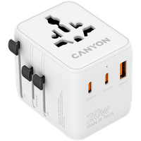 canyon travel adapter ontour 20 eu/uk/us/aus 20w  white