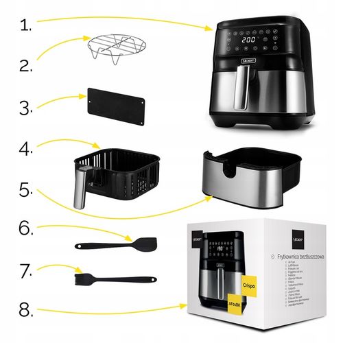 4w1 Frytkownica beztłuszczowa Air Fryer Yoer +WiFi 6L 1700W +Programator na Arena.pl
