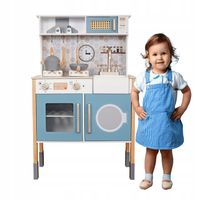 Kuchnia dla dzieci drewniana duża + akcesoria garnki kuchenka kran Kinderly