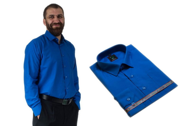 Wizytowa koszula męska niebieska chabrowa szafirowa Laviino dl66 43/44 - XL/XXL zdjęcie 4