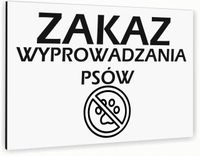 Tabliczka znak informacyjny 20x15 Biała ZAKAZ WYPROWADZANIA PSÓW Nierdzewna