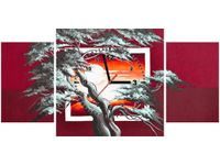 80X40CM ZEGAR KARMAZYNOWY ZACHÓD SŁOŃCA OBRAZ