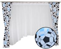 KOMPLET Firana zasłona PIŁKI NIEBIESKIE dla chłopca FOOTBALL piłkarz