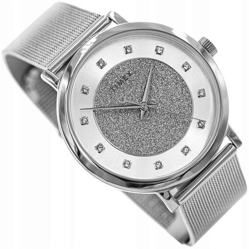 DAMSKI ZEGAREK TIMEX TW2U67000 SREBRNY BRANSOLETA MESH ELEGANCKI CYRKONIE na Arena.pl