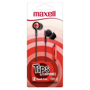 MAXELL EARPHONES IN-TIPS IN EAR STEREO WITH MICROPHONE RED 304012.00.CN