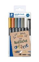 markery metaliczne 6 kol. brush 1-6 mm + cienkopis czarny staedtler