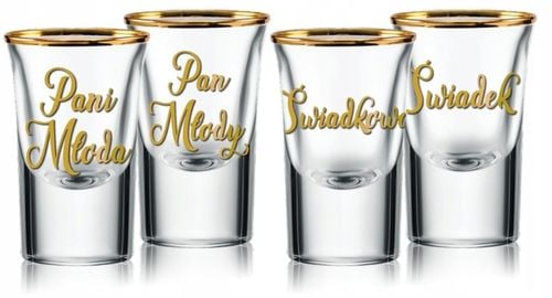 OSZUKANE KIELISZKI złote 15 ml GRUBE DNO Para Młoda Świadkowie Mąż Żona na Arena.pl