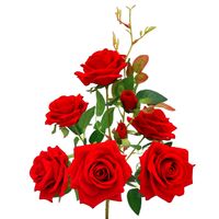 RÓŻA CZERWONA GAŁĄZKA 55 cm BUKIET 6szt SZTUCZNE RÓŻE WELUROWE