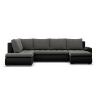 Duży narożnik U, lewostronny, BOSCO, ekoskóra, 300cm, czarny| TYLETEGOTU