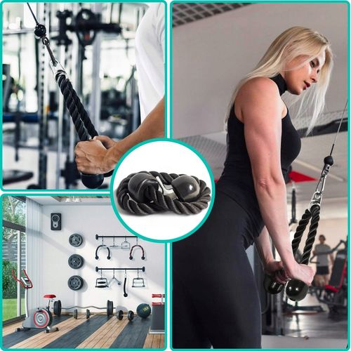 SZNUR UCHWYT DO WYCIĄGU LINA NA TRICEPS MASYWNA I SOLIDNA Z KARABIŃCZYKIEM na Arena.pl