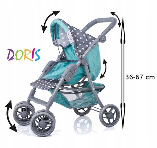 DUŻY WÓZEK DLA LALEK spacerowy spacerówka Doris + LALKA BOBAS na Arena.pl