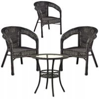 Zestaw Mebli Ogrodowych technorattan Classic Mini 3 Elementy Balkon SZARY