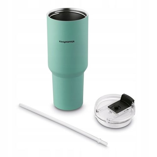 KUBEK TERMICZNY ze słomką PRÓŻNIOWY ZIELONY DUŻY Konighoffer Davos 1200 ml na Arena.pl