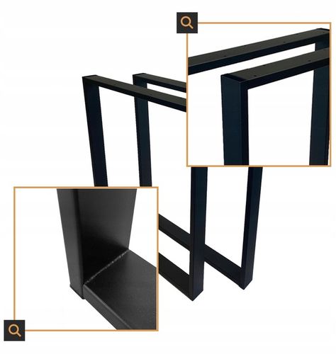 NOGI DO STOŁU BIURKA METALOWE CZARNE 50x72 CM PROFIL 6x2 CM LOFTOWE 2 na Arena.pl