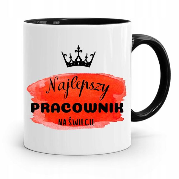 Dla Pracownika Kubek Czarny Najlepszy Pracownik Z Nadrukiem Ze Zdjęciem zdjęcie 1