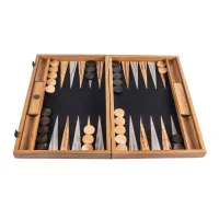Ekskluzywny Backgammon Manopoulos – Czarny Korek i Drewno Oliwne – Mini