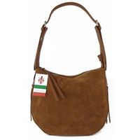 Włoska skórzana torebka worek na ramię Vera Pelle ,,format A4, Camel LBB53C