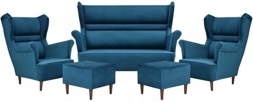 Zestaw wypoczynkowy mebli uszak Zoja sofa fotele pufy  komplet nowy na Arena.pl