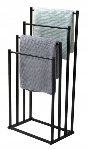 STOJAK CZARNY NA RĘCZNIKI WIESZAK STOJĄCY PODŁOGOWY ŁAZIENKOWY 4 na Arena.pl