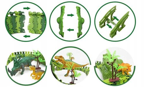 Tor Wyścigowy Park Dinozaurów Segmentowa Budowa XL 140 el. Akcesoria 210cm na Arena.pl