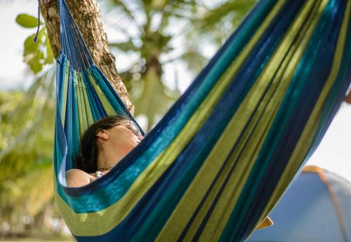 Wytrzymały hamak dwusosobowy duży xxl boho 2w1 bawełniany 290 cm CZERWONY na Arena.pl