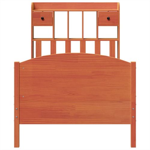 Łóżko z regałem, bez materaca, woskowy brąz, 75x190 cm, sosnowe na Arena.pl