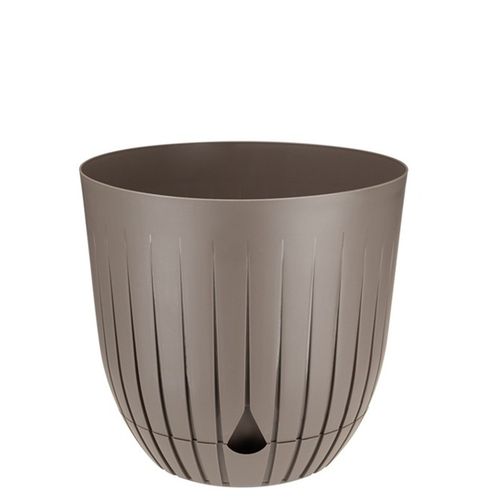 Doniczka donica plastikowa z podstawką 13 cm prążkowany wzór brązowo-beżowy na Arena.pl