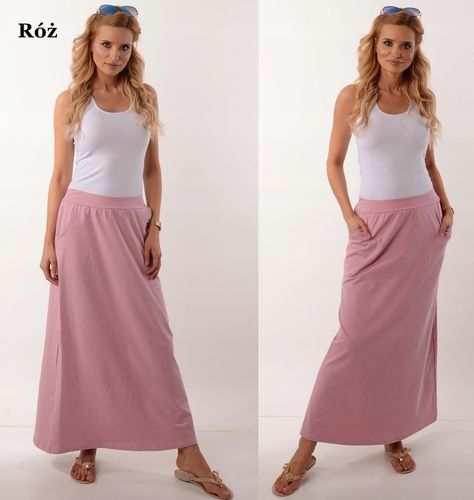 MAXI DŁUGA SPÓDNICA Z KIESZENIAMI prosta - KOLORY na Arena.pl