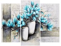 70 90CM OBRAZ 3 ELEM MAGNOLIE NIEBIESKICH KOLORACH ŚCIENNY DRUK PŁÓTNO