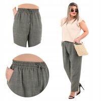 SPODNIE LETNIE BAWEŁNIANE SZEROKIE NOGAWKI A'LA LNIANE MODNE DUŻE ROZMIARY