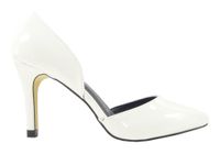 Szpilki białe asymetryczne lakierowane szpic 40