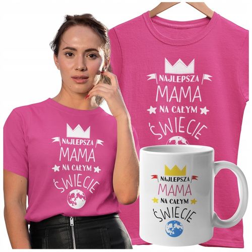 KOSZULKA DLA MAMY Z KUBKIEM NAJLEPSZA MAMA NA ŚWIECIE ZESTAW UPOMINKOWY 1+1 na Arena.pl